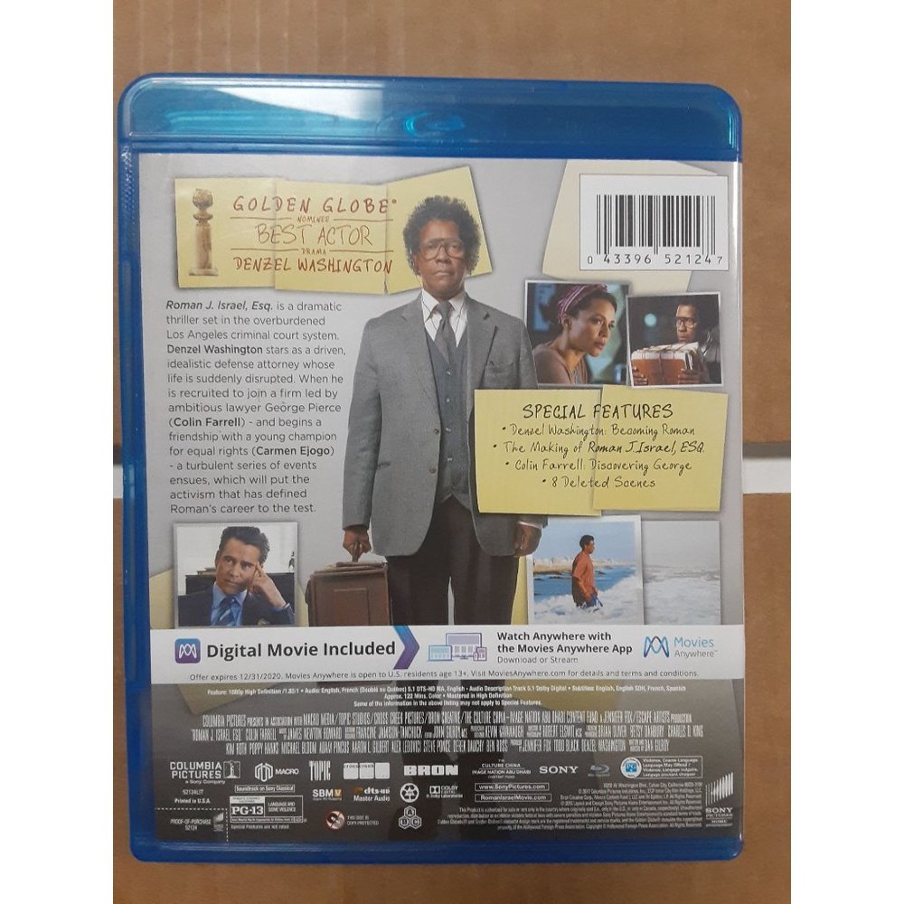 Roman J. Israel, Esq. [Blu-ray] Denzel Washington (Actor, Producer), Colin Farre - Picture 2 of 3